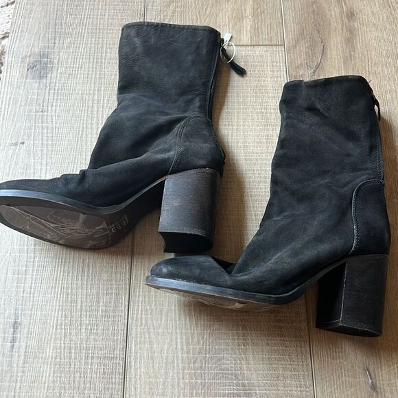 Free People Ellie Block Heel Boot Black Suede US 7 - Picture 3 of 14